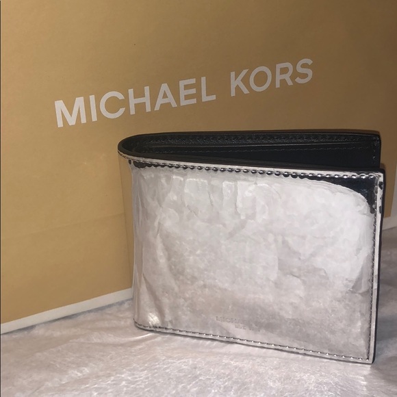 Michael Kors Other - 🆕 Michael Kors Men Metallic Silver Mirror Wallet!